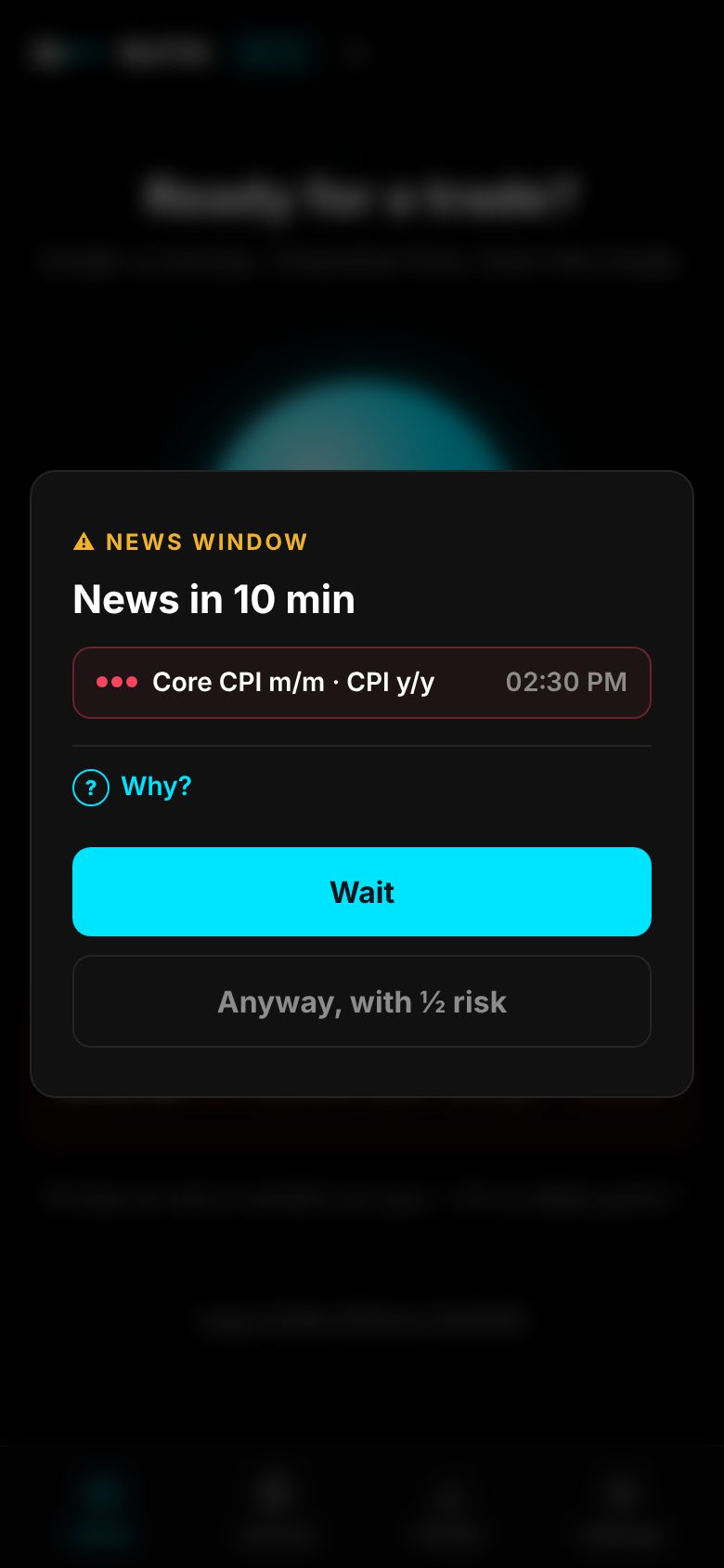 News warning ten minutes before US inflation data