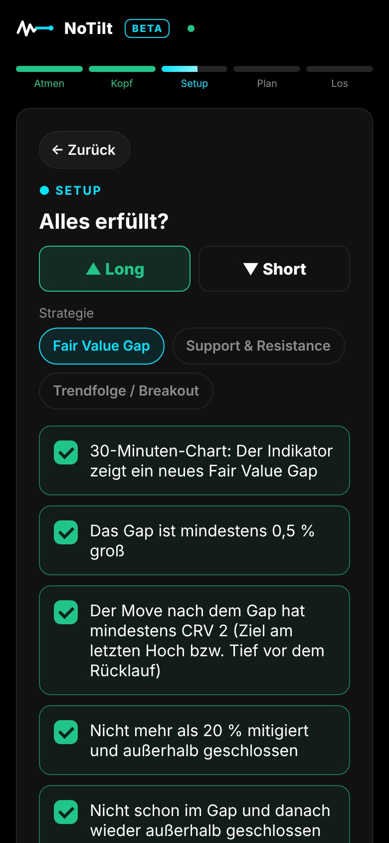 Setup-Checkliste